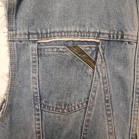 Vtg Carol's Denim's Womens 3XL Sleevless Jean Jacket Button Up Trucker Biker EUC - Picture 4 of 10